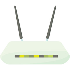 Modern Wireless Router with Dual Antennas and LED Indicator Lights on a Clean White Background Representing Internet Connectivity and Technology