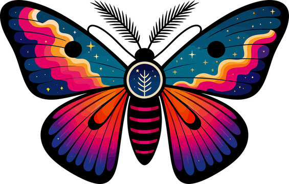 cosmic butterfly wings in vivid colors for dtf print