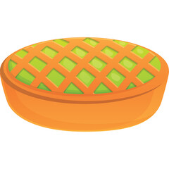 Orange Pie Crust with Green Filling and Lattice Top Isolated on Transparent Background