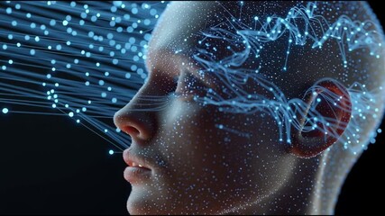 Exploring the intersection of technology and human emotion through digital art in a futuristic setting - Powered by Adobe