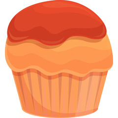 Orange Muffin With Red Glaze Topping On A Transparent Background A Delicious Sweet Baked Pastry For Dessert And Snacks
