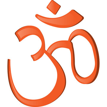 Orange Om Symbol Sacred Icon Hinduism Buddhism Jainism Spirituality Meditation Yoga Omkar Aum Sign Isolated On White Background