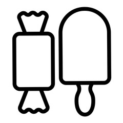 Obraz premium Ice cream and candy line icon, desert sweets concept. Vector graphics. Candy and icecream sign on white background, style icon mobile or web design.