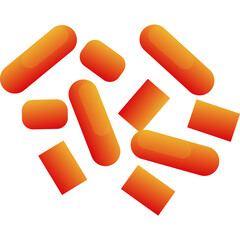 Scattered Orange Rectangular and Capsule Shapes with Gradient Lighting on Transparent Background