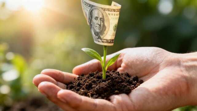 hands holding a plant