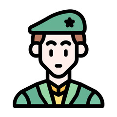 veteran icon with flat line style