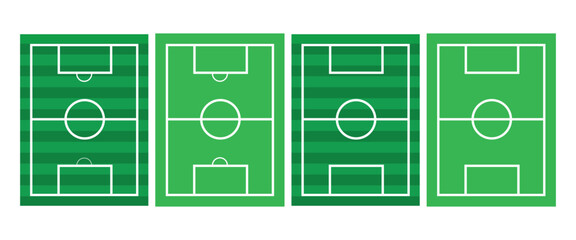 Football and Soccer Field Vector Illustration – Green and Outline Pitch Design, Stadium Layout, Match and League Scheme Icon SetWeb © maxronju25