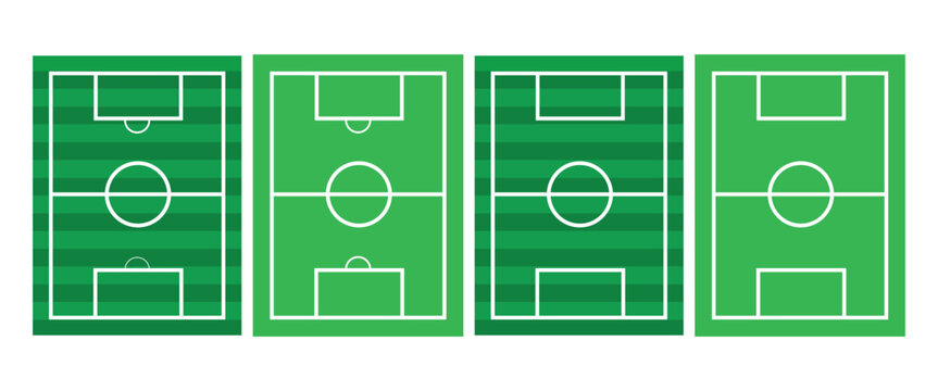 Football and Soccer Field Vector Illustration &ndash; Green and Outline Pitch Design, Stadium Layout, Match and League Scheme Icon SetWeb