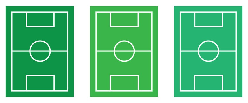 Football and Soccer Field Vector Illustration &ndash; Green and Outline Pitch Design, Stadium Layout, Match and League Scheme Icon SetWeb
