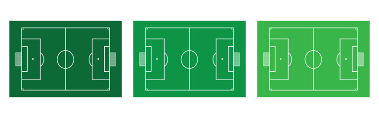 Football and Soccer Field Vector Illustration – Green and Outline Pitch Design, Stadium Layout, Match and League Scheme Icon SetWeb