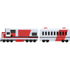 Fototapeta premium Modern Red and White Passenger Train with Multiple Cars on Transparent Background