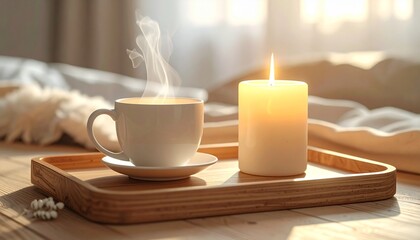 Cozy Morning Candlelight and Steaming Coffee - A Relaxing Ritual
