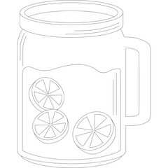 Outline Drawing of a Mason Jar Filled With Lemon Slices on a Transparent Background