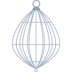 Ornate Birdcage Decoration With A Grey Wire Frame Suspended With A Small Ring At The Top And Hook At The Bottom On A Transparent Background