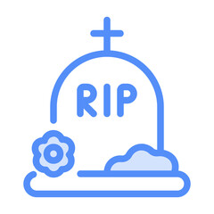 gravestone icon with lineal color style
