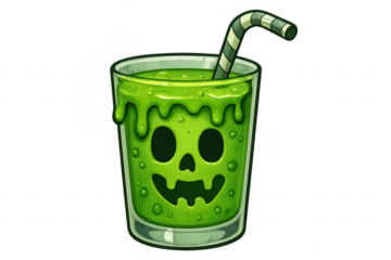 Green monster skull drink for halloween celebration