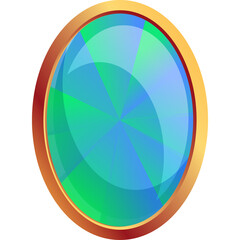 Obraz premium Oval Shaped Blue Green Gemstone Set in Golden Ring Ornate Jewel With Faceted Surface Isolated On Transparent Background