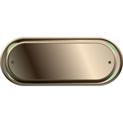 Oval Shaped Metallic Sign with Subtle Green Glow and Dark Gradient Center on Transparent Background