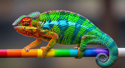 Obraz premium Chameleon, Colourful, Multicolor, Animal