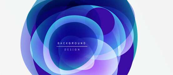 Abstract concentric circles, vibrant blue hues, modern design. Text reads background design within central shape. Minimalist, clean aesthetic.