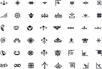 Elegant Black Vintage Flourish Icons Set . Classic Vector Elements for Frames, Borders, and Luxury Design