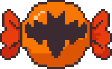 Pixel art halloween orage wrapped candy bat con