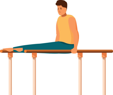Gymnast demonstrating strength and balance while performing on parallel bars, showcasing athleticism and precision in gymnastic training
