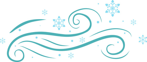Winter Wind and Snowflakes Illustration
