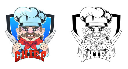 professional chef, funny illustration design