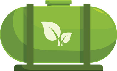 Green fuel tank symbolizing eco friendly energy storage, promoting sustainable practices and environmental responsibility