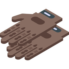 Pair Of Brown Leather Gloves With Blue Accent On Cuffs Displayed On White Background In Isometric View