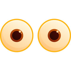 Pair Of Cartoon Eyeballs With Brown Irises And Orange Outlines On Transparent Background