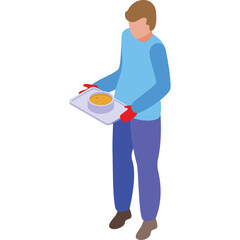 Person Holding Baking Dish With Food Overhead View Isometric Illustration With Transparent Background