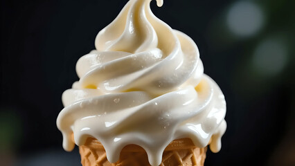 Melting soft serve ice cream cone.