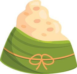 Delicious zongzi with filling wrapped in bamboo leaves, tied with string, celebrating dragon boat festival