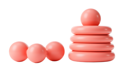 BABY TOYS - Red stacking rings toy with balls, educational baby toy for motor skills and hand-eye coordination, perfect for early childhood learning