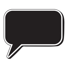 Naklejka premium Black speech bubble with white outline and shadow on white background