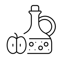 apple cider vinegar icon with thin style
