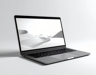 Slightly Opened Laptop on Neutral Background &ndash; Minimalist Product Shot