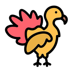 rooster icon with flat line style