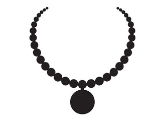 Beaded Necklace icon in silhouette white background.