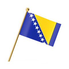 Bosnia and Herzegovina Flag Miniature on Golden Pole