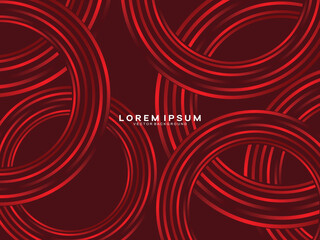 Abstract red glowing geometric lines on dark red background. Modern shiny red circle lines pattern. Futuristic technology concept, perfect for covers, posters, banners, brochures, websites, etc.	