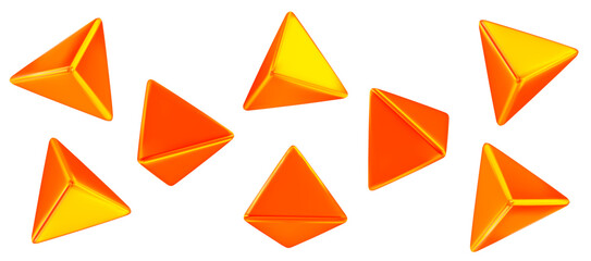 3d orange triangle symbol or icon with different angles. Geometry figure triangle form. Stock vector illustration on isolated background.