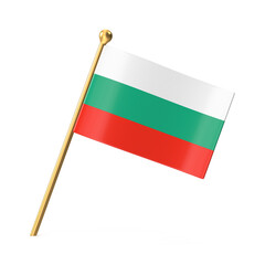 Bulgarian National Flag on a Golden Pole, Realistic 3D Render
