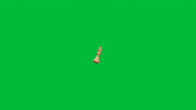 chess king piece appear rotating 3d animation on green screen background

