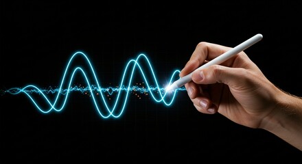 Creating Digital Art Hand Drawing Vibrant Sound Waves with a Stylus