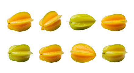 Fresh ripe starfruit fruits isolated on black background, tropical carambola fruit healthy food, perfect for cooking and fruit salad