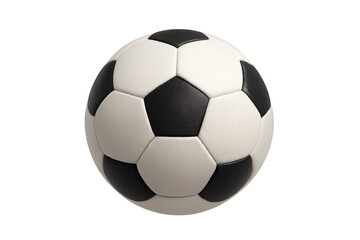 Classic black and white soccer ball, a sporting equipment for football game, on a transparent background