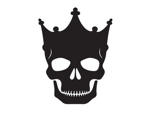 Crown Skull icon in silhouette white background.